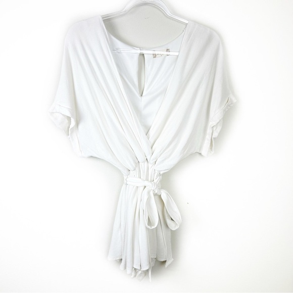 Altar's State Linen Blend white belted flowy romper size: S - Picture 1 of 13